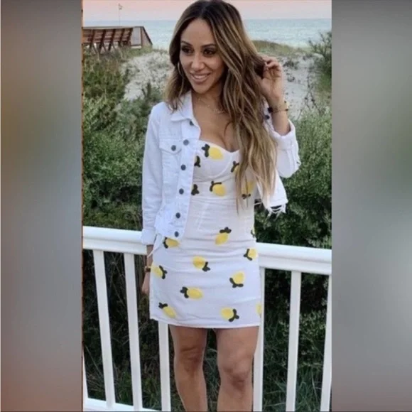 NWT Red Carter white lemon bustier dress Bloomingdale’s size M - Picture 2 of 8